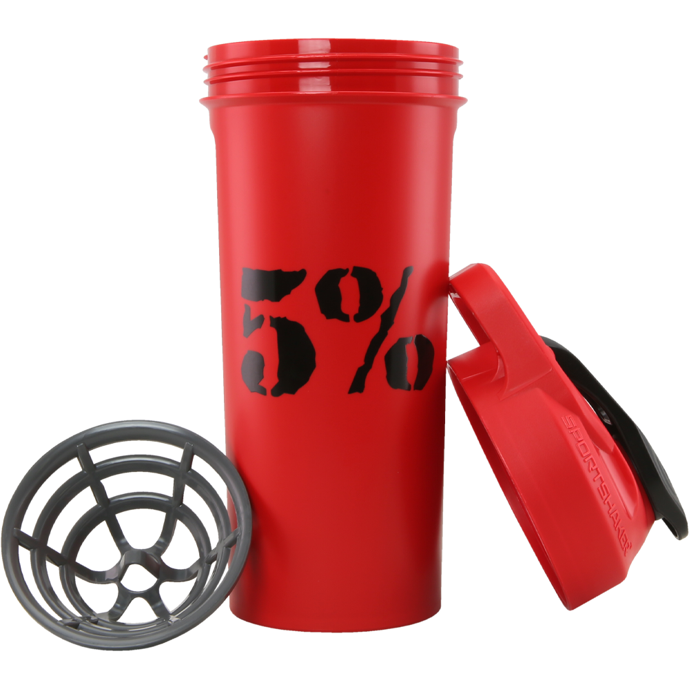 5% Nutrition 20oz Shaker Cup with Flip Top - Rot/Schwarz