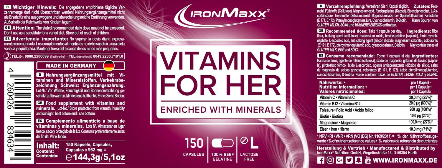IRONMAXX VITAMINS FOR HER (150 CAPS)