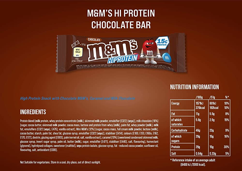 M&M Hi Protein Bar 51g Box mit 12 Riegel