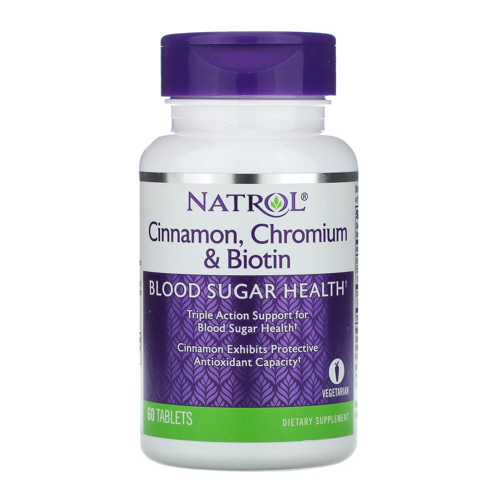 NATROL CINNAMON, CHROMIUM & BIOTIN - 60  CAPS