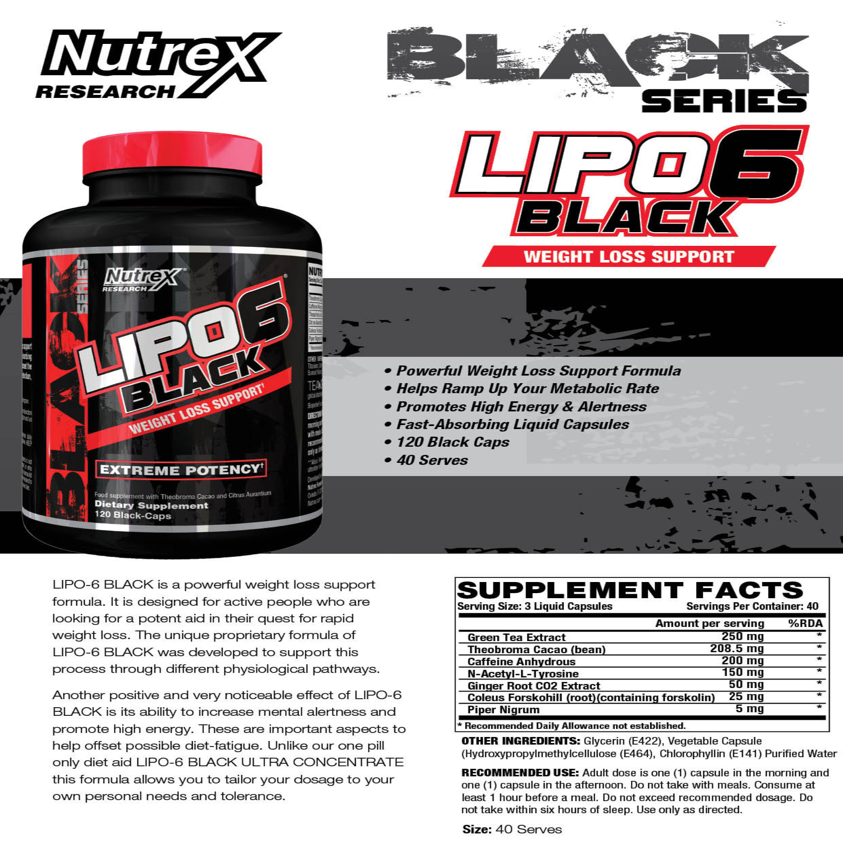 NUTREX Lipo6 Black 120 Kapseln