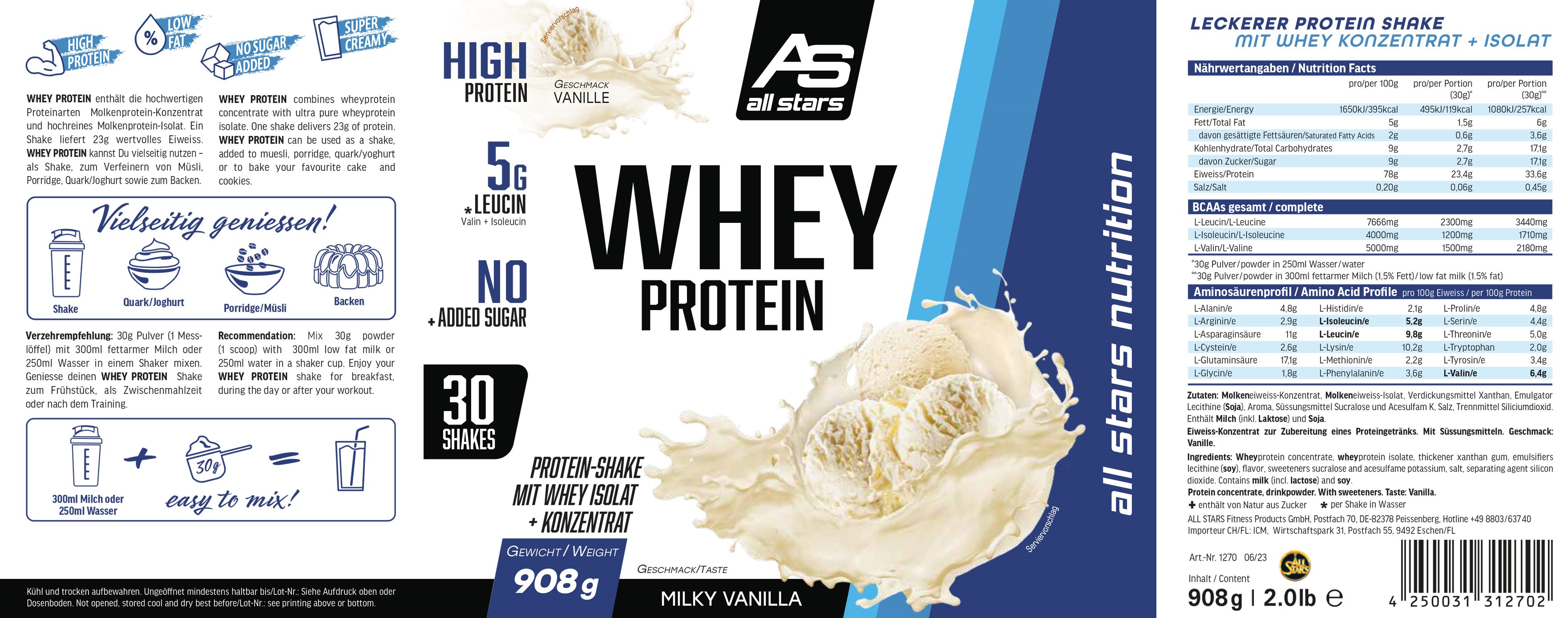 ALL STARS 100%  WHEY - 908G DOSE