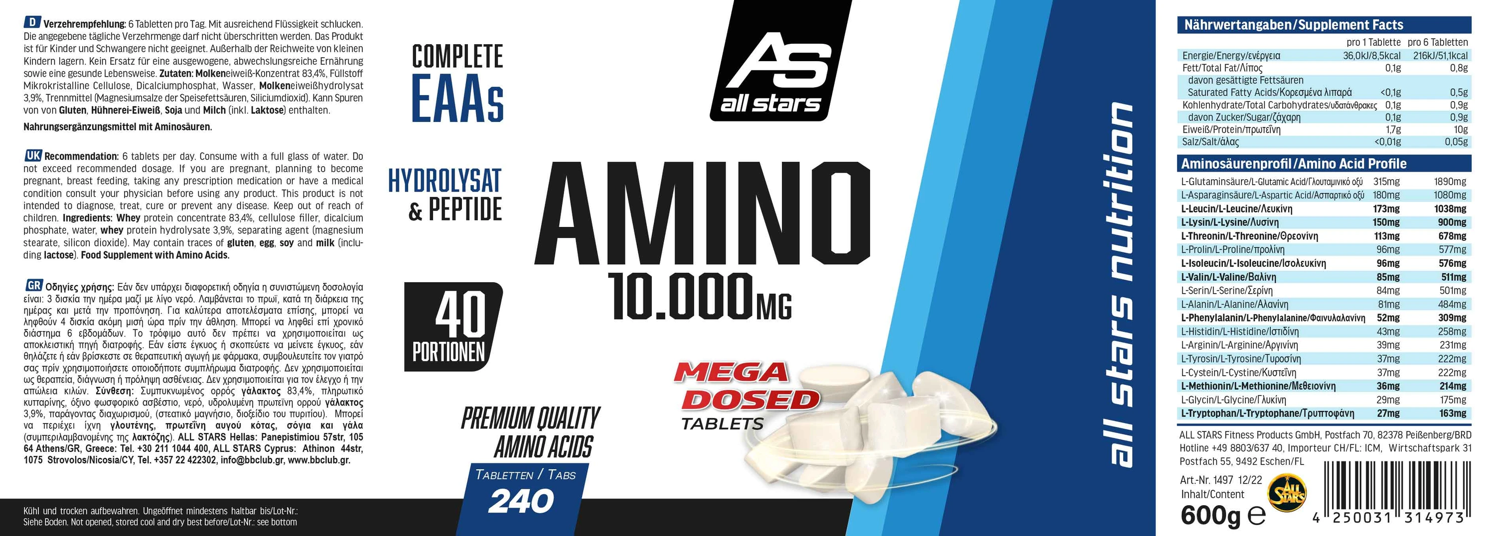 ALL STARS AMINO 10.000MG - 240Tabs