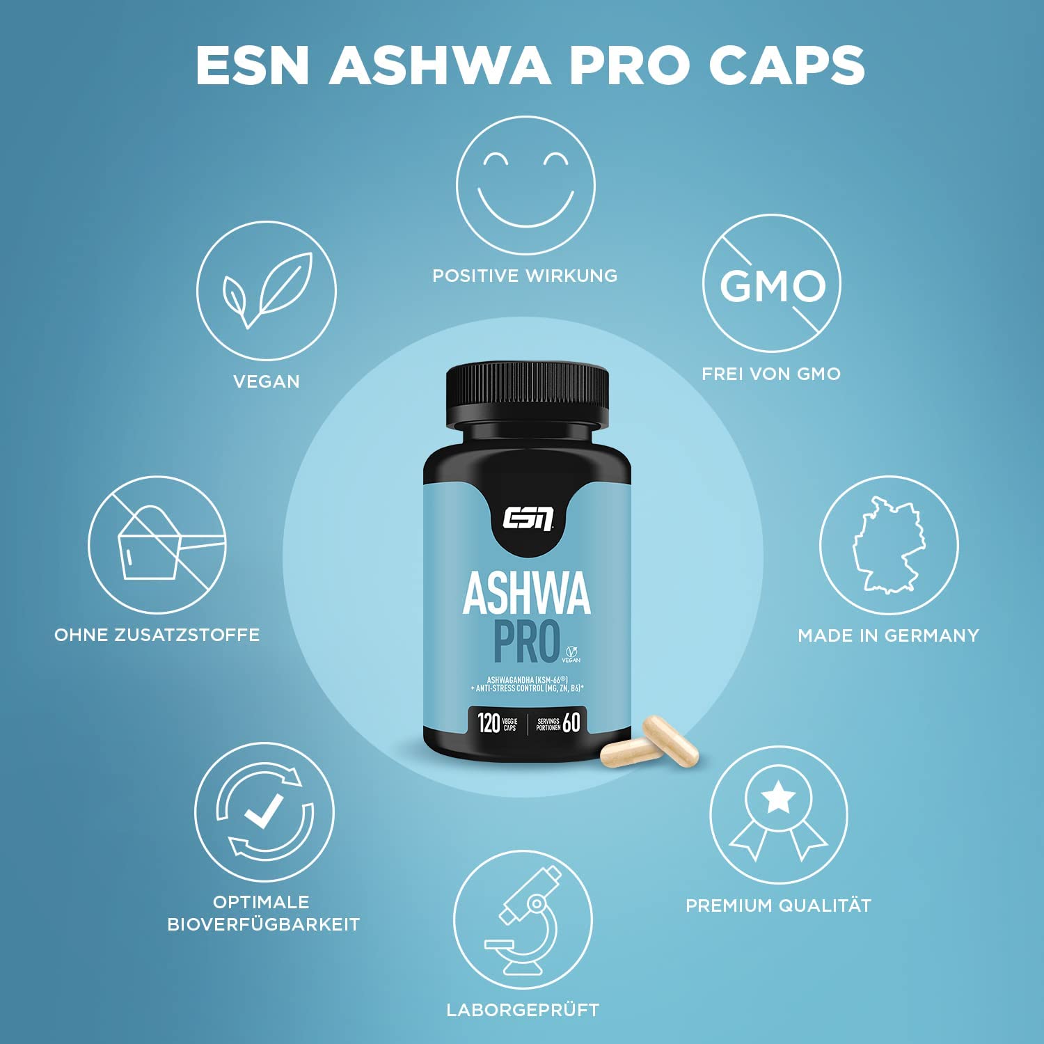 ESN ASHWA PRO (Vegan) 120 Caps